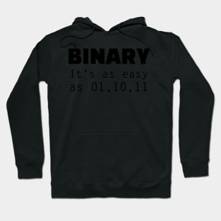 Binary - It's as easy as 01,10,11 - Funny Programming Jokes - Light Color Hoodie